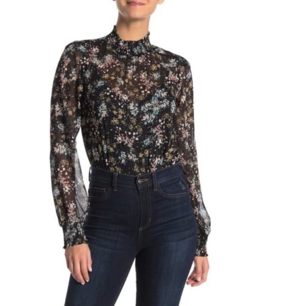 Socialite High Neck Long Sleeve Floral Bodysuit